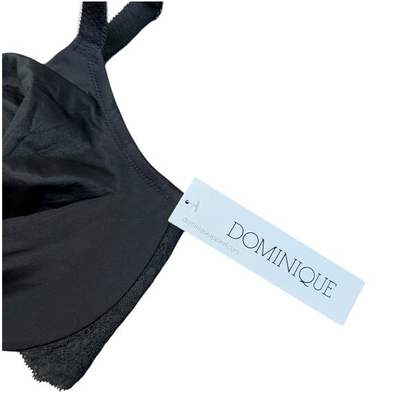 Dominique Lena Bra Women 36 F Soft Sexy Lace Minimizer Back Smoothing Black Lace - Picture 3 of 8